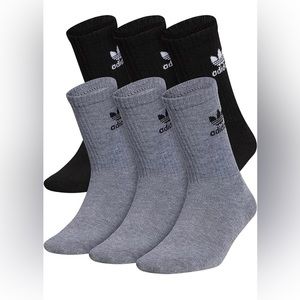 New Adidas Originals Unisex Trefoil quarter Socks 6-Pair heather grey/black L
